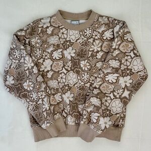 Aritzia TNA Cozy Fleece Perfect Crew Sweatshirt, Retro Floral, XS